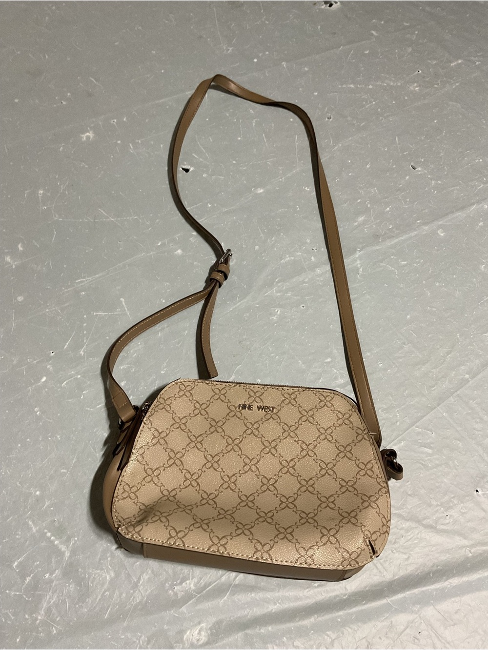 Nine West Beige Crossbody Bag - Signature Print